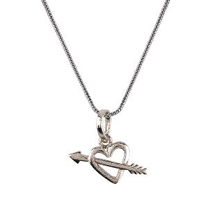 silver plated heart arrow pendant chain necklace