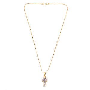 indian cubic zircon cross pendant chain necklace gift