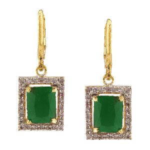 Indian Fashion gold tone halo cubic zirconia hoop earrings