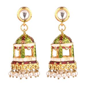 bollywood crystal kundan jhumki jhumka earrings set
