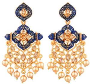 bollywood faux crystal kundan dangle earrings set