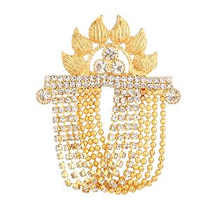 crystal brooch chain tassels lapel pin