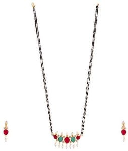 women mangalsutra crystal cz pendant earring set