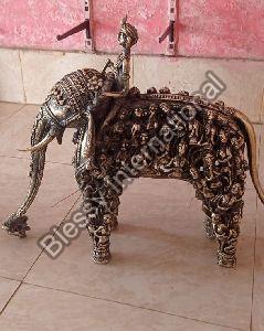 Metal Elephant with Man Handicraft