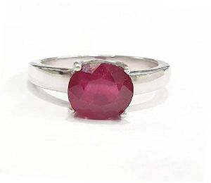 3ct 925 Silver Natural Certified Ruby Earth Mined Gemstone Ring