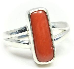 5.ct 925 Silver Certified Italian Natural Red Coral Capsule Moonga Gemstone