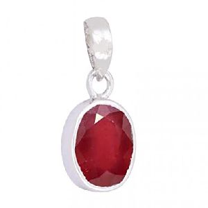 6.0ct 925 Silver Natural Red Ruby Oval Certified Finest Quality Pendant