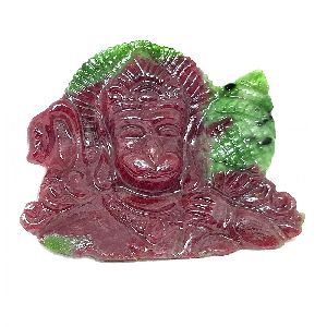 Natural Untreated Certified Carved Ruby Carving Lord Hanuman Idol 54 Ct