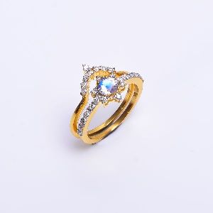 Moonstone Diamond Engagement Ring