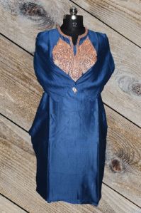 Blue Tilla Embroidery Kashmiri Kurti