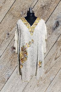 Cream Embroidered Kashmiri Kaftan