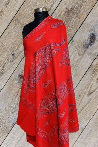 Red Sozni Hand Embroidered Kashmiri Shawl