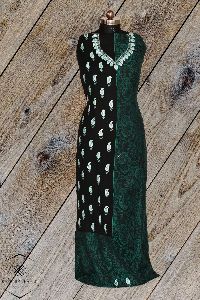 Teal Aari Embroidered Kashmiri Woolen Suit