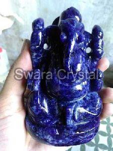 Blue Sodalite agate gemstone Ganesh carving statue