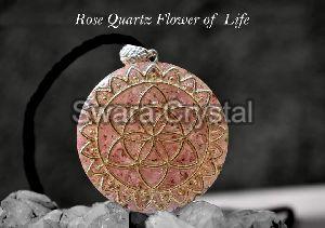 Rose Quartz Flower of Life Pendant