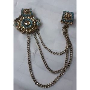 Pearl Three Chain Style Sherwani Brooch Pin