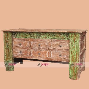 Antique Architectural Recycled Drawer Chest Console