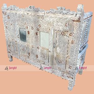 Indian Antique White Distress Damchiya Storage  Cabinet