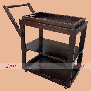 Indian Wooden Hotel Service Trolley