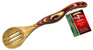 Green Bamboo Slotted Spoon