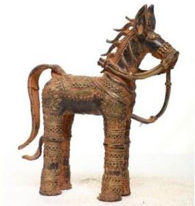 9 X 8 Inch Bronze Tribal Horse Statue