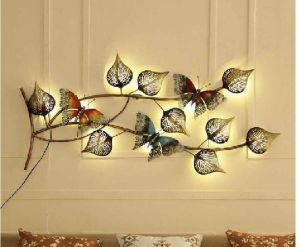 Metal Butterfly On Leaf Wall Art