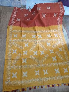 Khadi silk batik printed saree