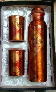 Copper Bottle and Glass Set