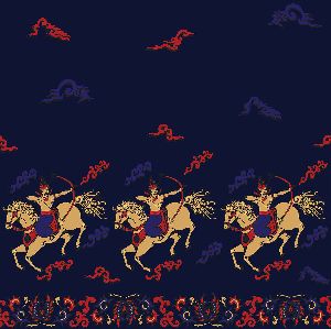 Abstract Horseman Archer Printed Fabric