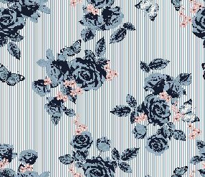 Flower Blue Rose Printed Fabric