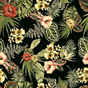 Flower Lily Green Printed Fabric