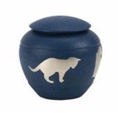 Country Blue Silhouette Cat Cremation Urn