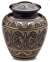 Engraved Black and Gold Cremation Urn