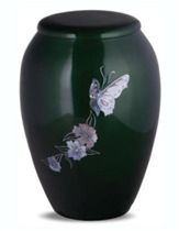 Mother Of Pearl Green Butterfly Cremation Urn