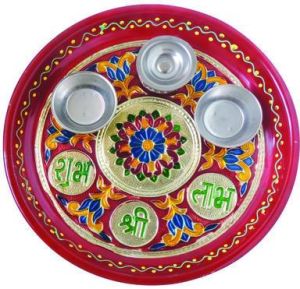 white metal pooja thali