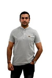 Men Banded Grey T-Shirt