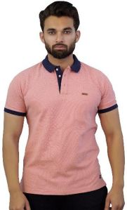 Mens Blue & Peach Polo T-Shirt