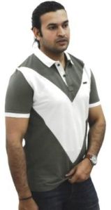 Mens Green & White Polo T-Shirt