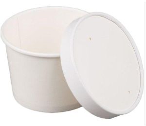 500 ML White paper container with Lid - 350 GSM