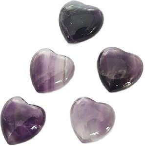 Heart Shaped Amethyst Loose Palm Stones