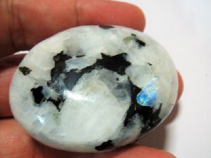 White Rainbow Moonstone Oval Shaped Loose Palm Stones