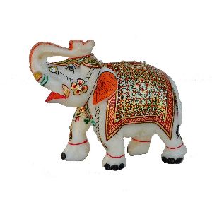 Marble Rajasthani Elephant Statue