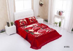 Polyester Red Raschel Bedding Set