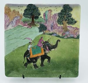 mughal painting square platter