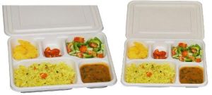 Varsya's Biodegradable 5 CP Bagasse meal trays with Lid