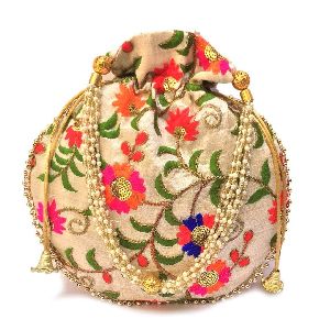 handmade embroidery mirror work women potli bag