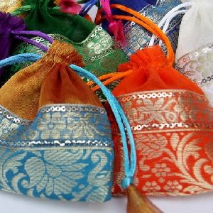Indian Brocade silk pouch jewelry silk pouch bags