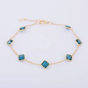 Blue Topaz Adjustable 18K Yellow Gold Bracelet