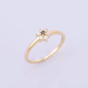 Brown and White Diamond 14K Yellow Gold Ring