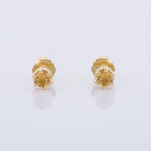 Citrine Round 14K Yellow Gold Studs